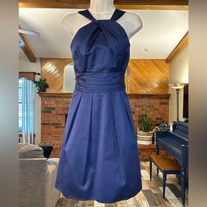 David’s Bridal navy bridesmaid dress